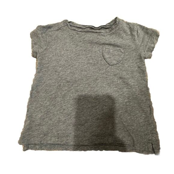 J Crew Girls shortsleeve heart-pocket T-shirt size 3t Basic Tee navy Blue & Gray - Picture 5 of 9